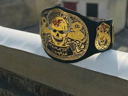 Black Leather World Heavy Weight Championship Smoking Skull Belt